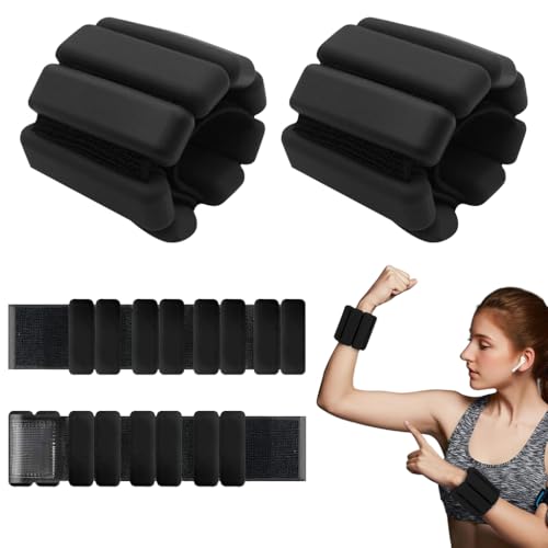 Proberos® 1 lb Weighted Wristbands for Women Silicone-Coated Exercise Weights for Ankles & Wrists, Hook & Loop Fitness Bands Beginners Exercise Weights for Walking, Cardio, Pack of 2