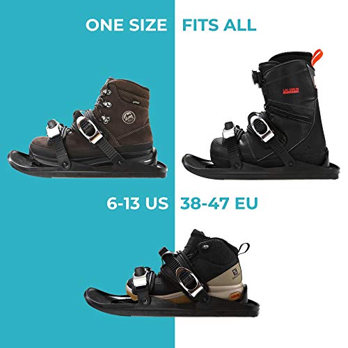 Snowfeet X - Mini Short Ski Skates For Snow Pro Version | Skis For Winter Shoes | Short Snowskates Snowblades Skiboards | The Real Original (Black) #TOP3