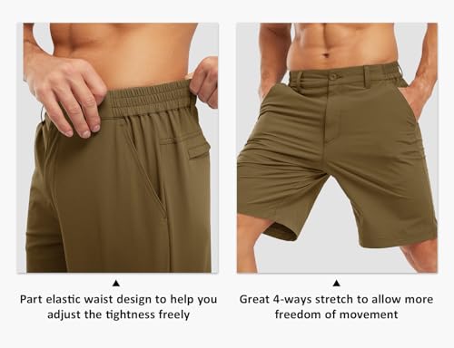Image of TBMPOY Men's Golf Shorts Lightweight 5 Pockets Casual Dress Stretch Elastic Waist Quick Dry Flat Front Travel Shorts