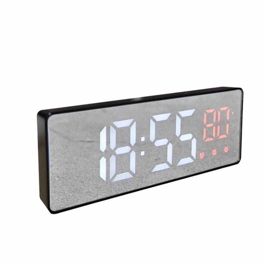 HRWLY Digital Alarm Clock Voice Control Snooze Time Temperature Display 3 Alarms LED with Cable(Argento)