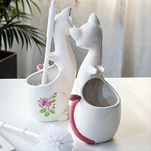 Figurine chat brosse de toilette céramique maison - 4