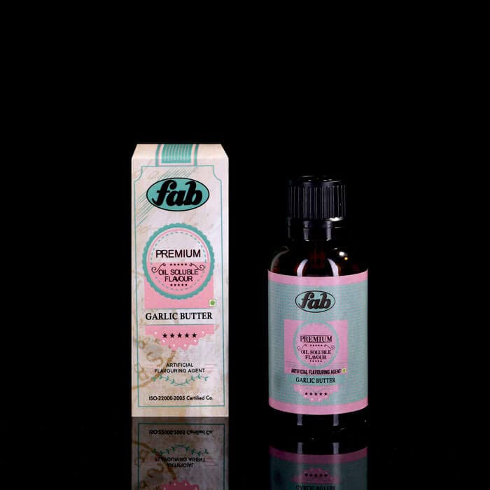 Fab Premium Oil Soluble Garlic Butter Flavor for Cakes Chocolates Desserts ice Creams Shakes breads Quantity 30 ML