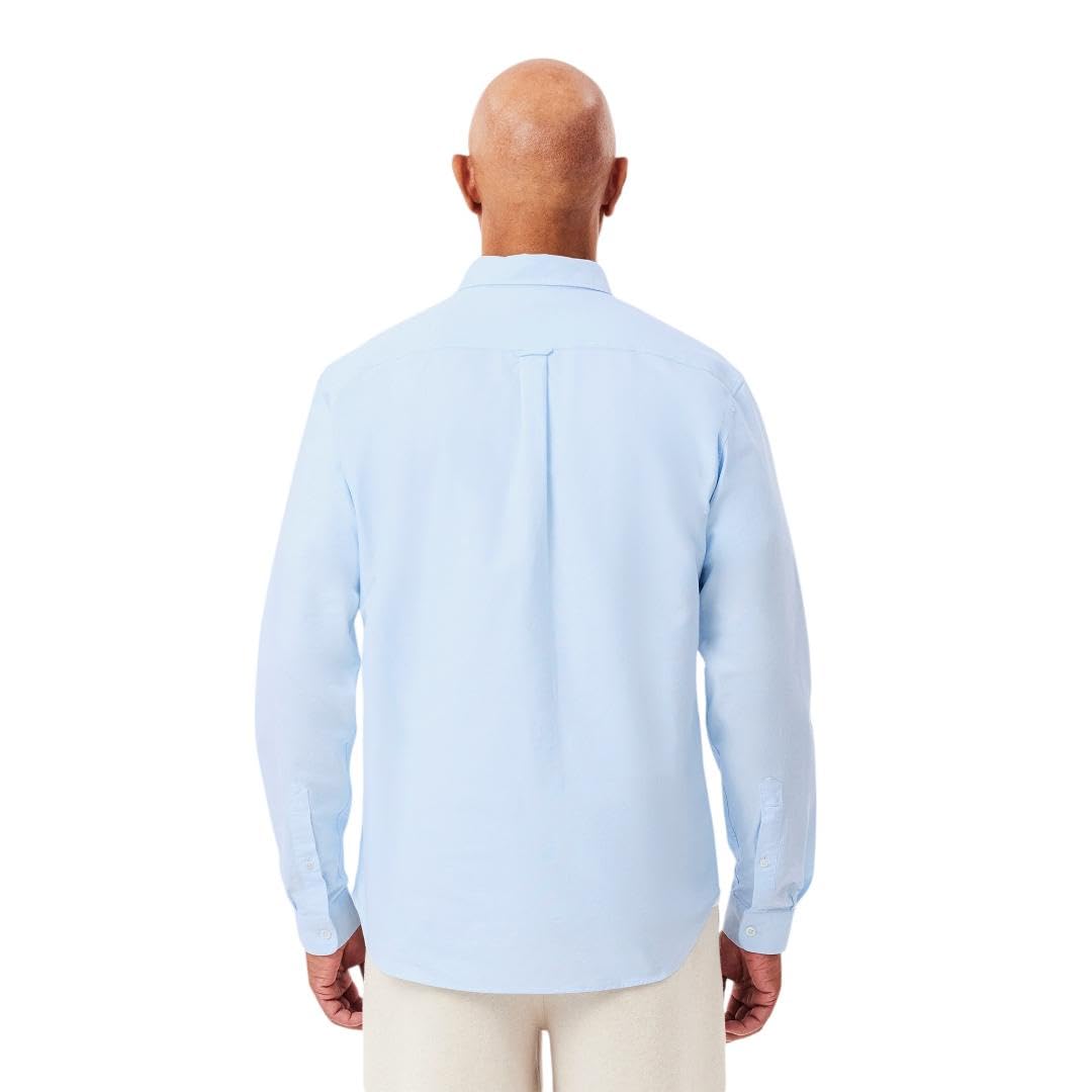 Lacoste Camisa Oxford de Manga Larga con Botones Y Ajuste Regular Camisa Hombre