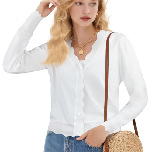 AOOSU Gilet Femme, Cardigan Femme avec Bouton Col en V, Cardigan Léger Casual Gilet Femmes Chic et Elegant Tricot