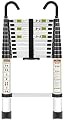 RIKADE 3.2 m Extendable Ladder, Aluminium Telescopic Ladder with Removable Hook, Multi-Purpose Ladder, Made Aluminium, Portable Extension Ladder, Max Load 150 kg / 330 lbs Silver
