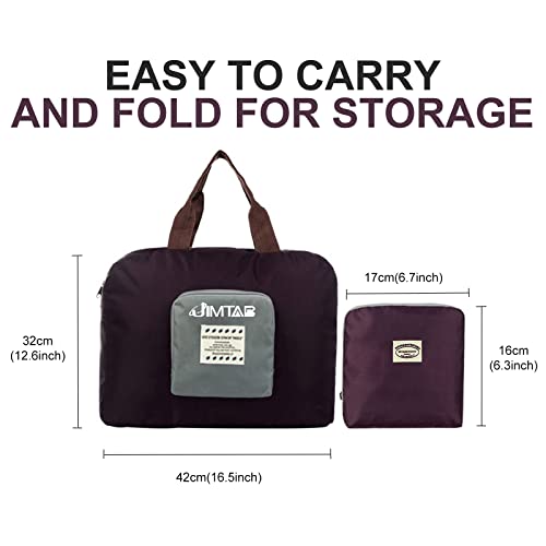Foldable Travel Duffle Bag, JIMTAB Waterproof Nylon Foldable Carry Package Versatile for Travel Gym Sports Weekender Bag (Purple)3