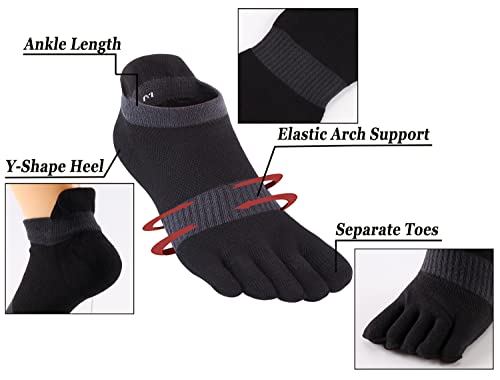 Image of Men Toe Socks No Show Low Cut Athletic Wicking Cotton 5 Finger Split Toe 6 Pack