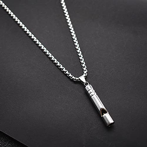 Titanium Steel Silver Whistle Necklace Can Blow Casual Unisex3