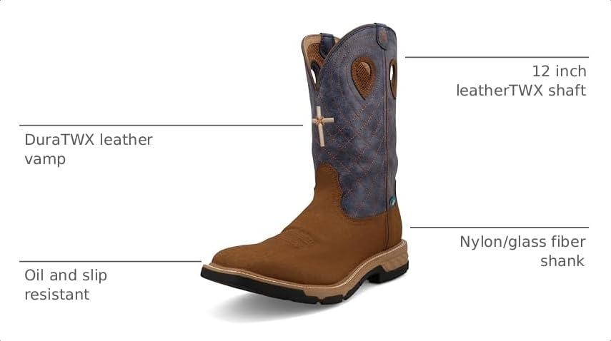 Image of Twisted X mens 12 inch Pull on Soft Toe Western Work Boot