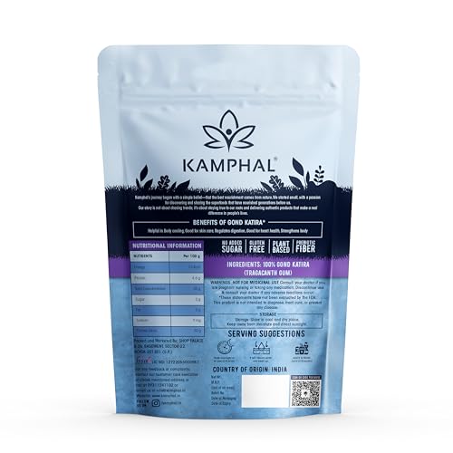 Kamphal Premium Gond Katira 100gm | Pure 100% Natural Almond Gum, Badam Pisin | Tragacanth Gum | High Cooling Properties | Superfood