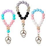 Urmforweilin 3PCS Key Chains Women for Car Keys, Cute Wristlet Keychain Leopard Car Key Ring Bracele