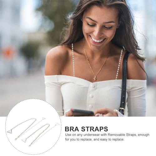 Sichumaria Rhinestones Bra Strap,1Pair Adjustable Rhinestone Invisible Shoulder Strap Women's Non-Slip Bra Belt for Bra Tops Wedding Dress,Invisible Strap for Party - Image 6