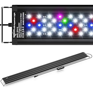 Led Aquarium Light for Plants-Full Spectrum Fish Tank Light with Timer Auto On/Off, 36-42 Inch, Adjustable Brightness, White Blue Red Green Pink LEDs with Extendable Brackets for Freshwater