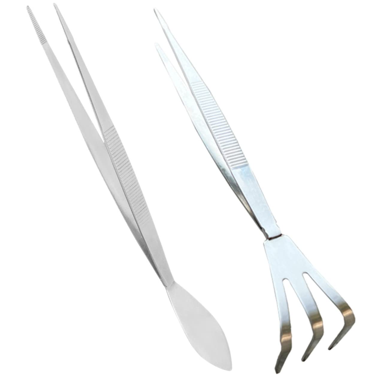 CIYODO 2pcs Bonsai Tweezers Set Stainless Steel Rake Spatula for Planting Garden Rake Tweezers