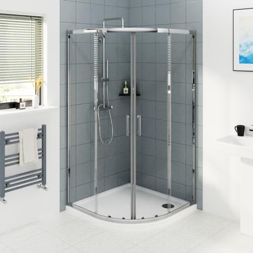 NRG 900 x 900mm Chrome Framed Quadrant Shower Enclosure Sliding Door 6mm Easy Clean Glass