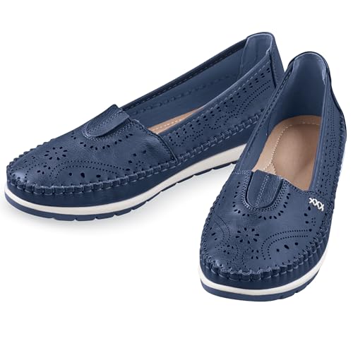 Collections Etc Stretch Inset Laser Cut Decorated Slip-On Shoes2