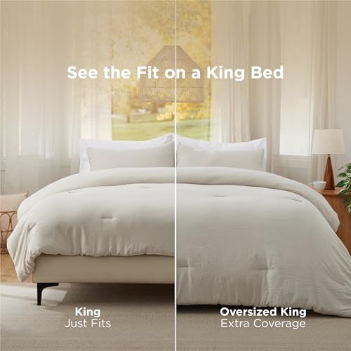 Bedsure King Comforter Set, Beige Soft Prewashed Bedding for All Seasons, 3 Pieces GentleSoft™ Bed Set, 1 Lightweight Comforter (104"x90") and 2 Pillowcases (20"x36") - 1