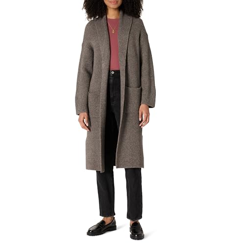 Amazon Essentials Damen Langer Strickpullover aus Baumwollmischgewebe in Übergröße, mit strukturierter Naht, Braunheide, L Amazon Essentials Damen Langer Strickpullover aus Baumwollmischgewebe in Übergröße, mit strukturierter Naht, Braunheide, L