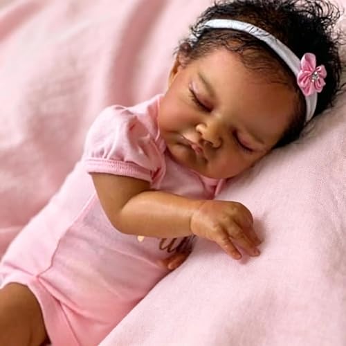 Muñeca Reborn Bebé Birracial Negra 48 cm Realista miniatura 6