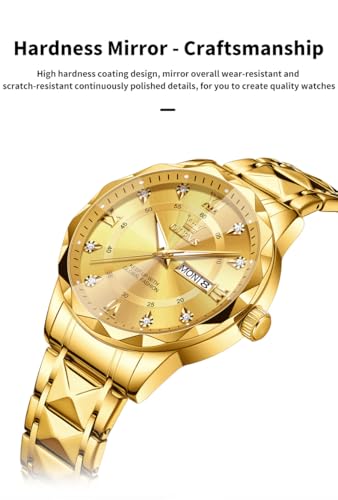 Image of OLEVS Watches for Men Luxury Diamond Casual Large Dial Watches Stainless Steel Waterproof Business Dress Analog Luminous Date Mens Watches