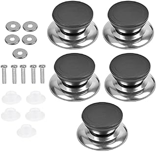 Pot Lid Knobs 5PCS Plastic Saucepan Lid Knobs Black Round Universal Replacement Pan Lid Knobs with Screws and Nuts Pot Lid Handle Knob for Kitchen Pot Lid Casserole Kettle Cover