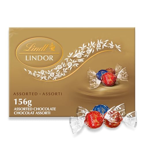 Lindt LINDOR Assorted Milk and Dark Chocolate Truffles, 156-Gram Box