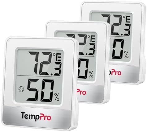 TempPro TP49 3 Pieces Digital Hygrometer Indoor Thermometer Humidity Meter Mini Hygrometer with Temperature and Humidity Monitor Outdoor and Room Thermometer Weather Station (Previously ThermoPro)