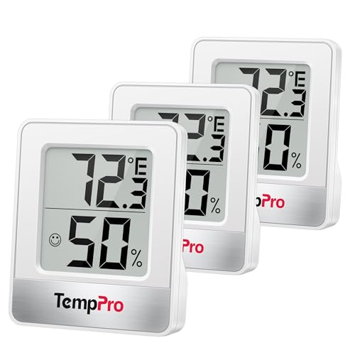 TempPro TP49 3 Pieces Digital Hygrometer Indoor Thermometer Humidity Meter Mini Hygrometer with Temperature and Humidity Monitor Outdoor and Room Thermometer Weather Station (Previously ThermoPro)