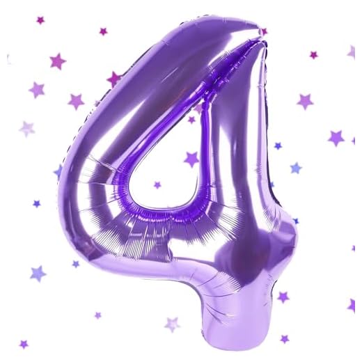 Lila zahl 4 Folienballon 40" Deko für 4-jährige Kinder Jungen und Mädchen