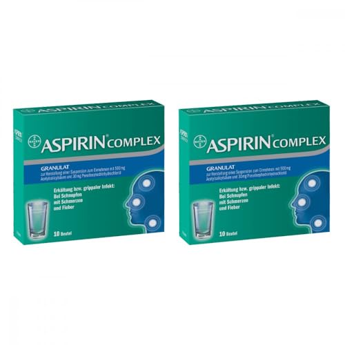 Aspirin Complex Granulat | gegen Erkältung und grippale Infekte | 3-fach Wirkung bei Schnupfen Fieber und Schmerzen | Nr. 1 Erkältungsmarke | 2 x 10 Stück