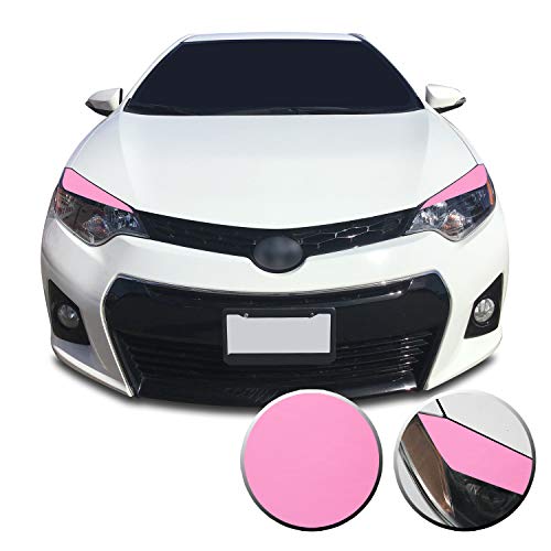 Gomu Headlight Eyelid Accent Vinyl Decal Overlay Wrap Trim Sticker Compatible with and Fits Toyota Corolla 2014 2015 2016 - Matte Pink