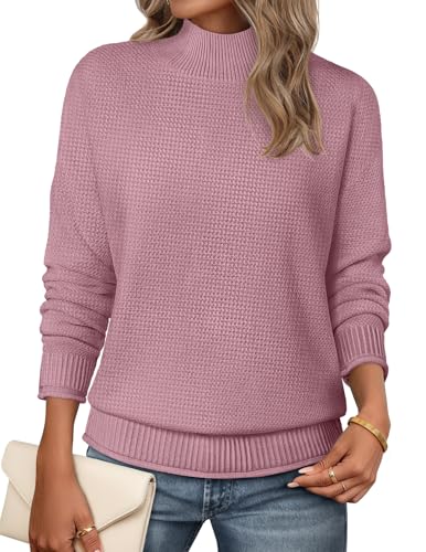 Image of MEROKEETY Women's Turtleneck Long Sleeve Sweater 2025 Fall Cozy Knit Loose Casual Trendy Pullover Tops Winter Clothes