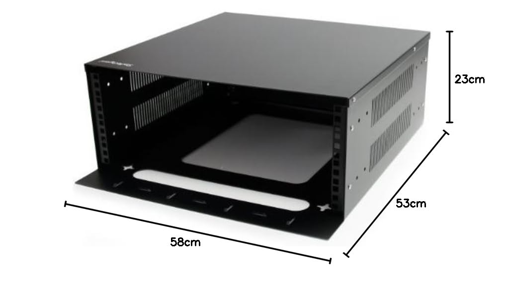 StarTech Rack Mural Vertical 4U 19in - 2 Columnas (RK419WALVO) | Armario de acero de perfil bajo para equipos de red, ahorra espacio en entornos SOHO