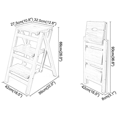 Taburete de escalada plegable de madera maciza con 3 niveles para el hogar 4