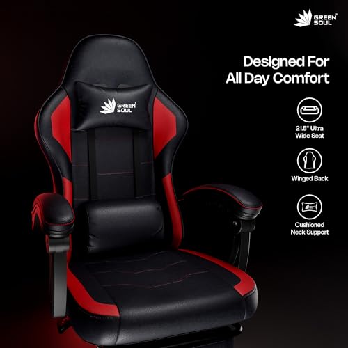Green Soul Blade Ergonomic Gaming Chair Black Red - Image 6