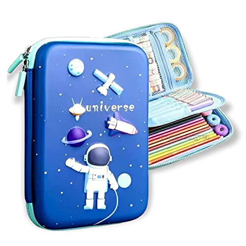 Umadiya Branded 3D Space Design Embossed Eva Cover Pencil Case Compartments, Pencil Pouch, Kids,, Students, Stationery Box, Cosmetic Zip Pouch Bag (1 Unit, Canvas, Multicolor) - Image 8