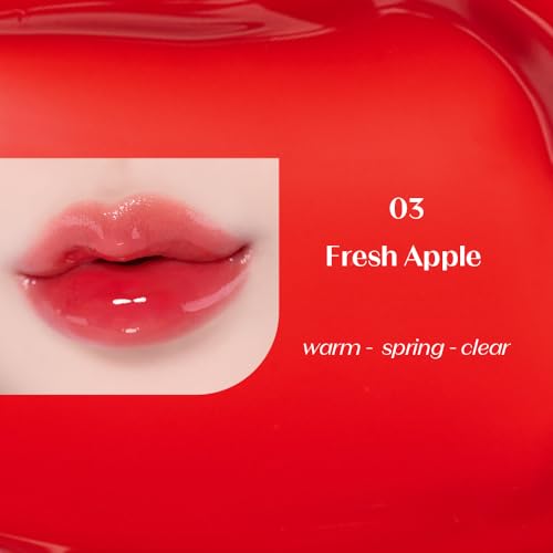 Image of ETUDE Over Glowy Lip Stain Tint #3 Fresh Apple | Non-Sticky Vegan Lip Tint | Moisturized & Long-lasting Lip Gloss | Daily Lip Stain for Dry Lips, Korean Makeup, K-beauty
