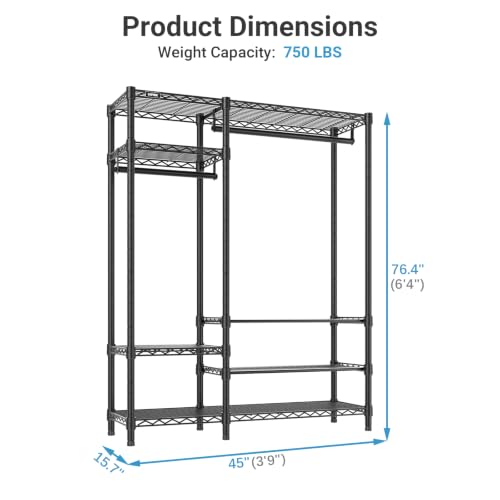 Image of VIPEK V2S Heavy Duty Clothes Rack Portable Closet Organizer System Black