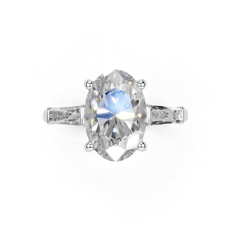 1-5 Carat 14K 18K Gold Platinum Oval Cut 4 Prong Baguette Accent Lab Grown Diamond Ring, Engagement, Anniversary Wedding, IGI Certified Promise Rings for Women (1-5 Ct, F-G Color, VS1-VS2 Clarity)4