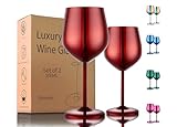 UNISWEET Stainless Steel Wine Glasses Set of 2, 18 oz Unbreakable Red Wine Glass Unique Metal Wine Goblets for Outdoor Capming and Pool Gift for Wine Lovers