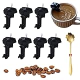 Boat Motor Coffee Stirrer, Novelty Boat Motor Coffee Mixer Wind-Up Outboard Mini Boat Motor Stirrer Toy Beverage Works with Cups, Mugs, & Glasses (Black*7)