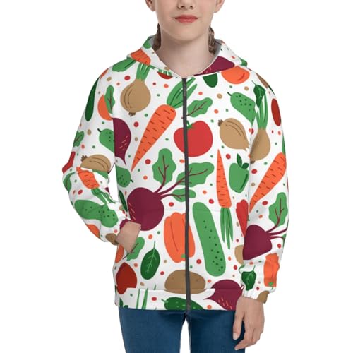 Vegetables Kids Pullover Hoodies Boys Zip Up Sweatshirts Girls Athletic Clothes with Pocket3