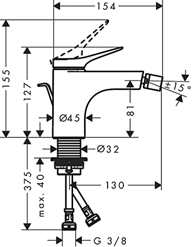 hansgrohe Einhebel-Bidetmischer Vivenis, Bidetarmatur mit Zugstange, Chrom - Image 6