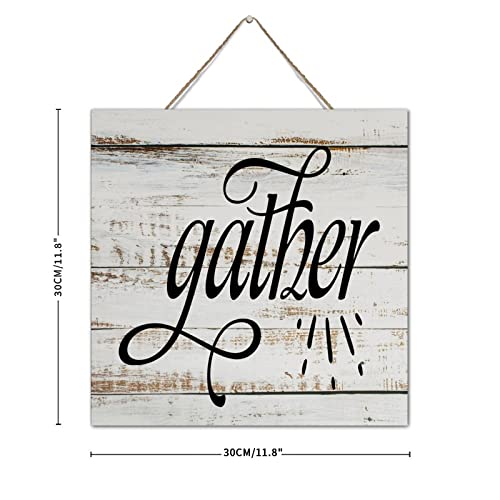 Letrero de madera Gather arte de pared rústico y lema decorativo de granja 4