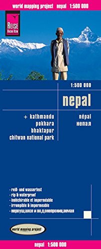 Nepal Travel Map, 1:500,000 (English, Spanish, French, German and Russian Edition)