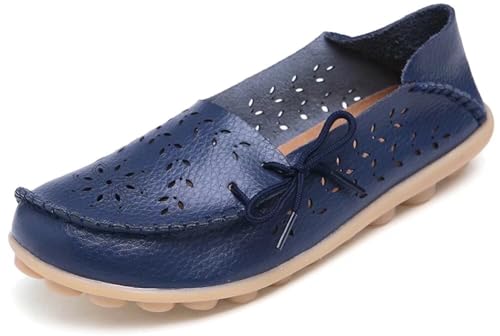 Image of Women's Floral Leather Slipper Loafers Flat Shoes Slip-Ons