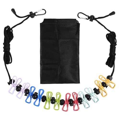 Corde a Linge Retractable, 4 Mètres Fil Linge Retractable Portable, Fil à Linge, Corde à Linge Rétractable avec 12 Pinces à Linge pour Intérieur...