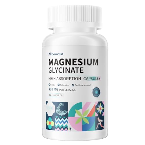 Image of Magnesium Glycinate 400 MG per Serving 100% Chelated for High Absorption, Gentle On Stomach, Non-GMO, 90 Vegetarian Capsules