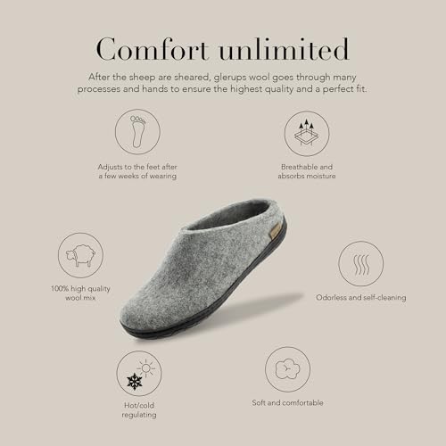 Image of Glerups 100% quality wool mix Slipper with rubber sole - Unisex Slip-on