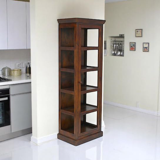 Image of The Attic Indiana Kitchen Cabinet Honey, Multipurpose Cabinet for Bedroom Living Room Study bar, Solid Wood Bookshelf /Kitchen Cabinet, Solid Mango Wood, Honey Matte Finish